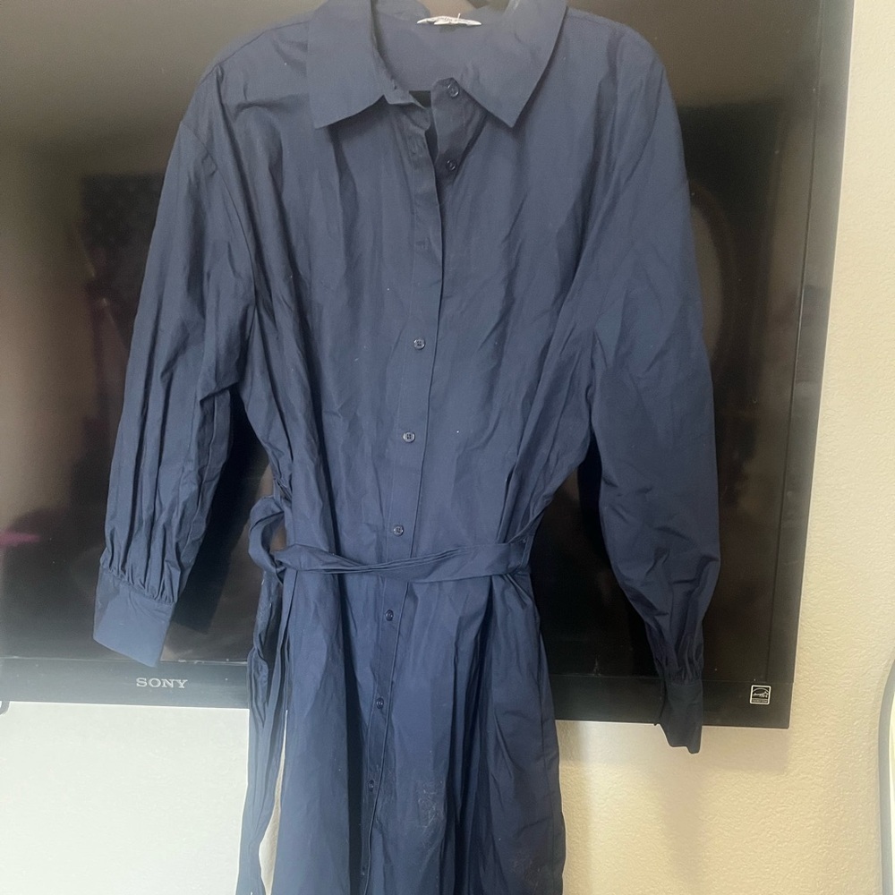 Navy Blue Button-Up Dress